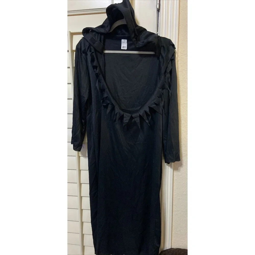 Black Hooded Robe, Child M (8-10) Cosplay Dress Up Scary Halloween Costume